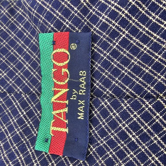 Necktie Mens Tango Max Raab Series Tie USA 56 By 4 Inch Cotten Grey Blue Vintage - Picture 5 of 6